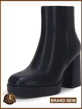 Chunky Platform Ankle Booties Square Toe Side Zipper Punk Boots